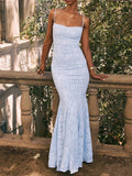Long Mermaid Dress with Straps at the Back for an Elegant Look