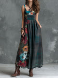 Women's Boho Midnight Meadow Patchwork Floral Maxi Dress — Flowing