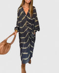 Women's Elegant Boho Striped Maxi Dress
