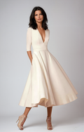 Women's Flared Midi Dress for Wedding Guests - Elegant & Flattering