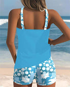 Colette | Schlanker Tanktop-Badeanzug mit einem bedruckten Boxer-Set