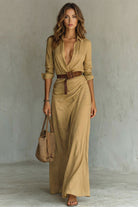 Azura Belted Button-Down Wrap Maxi Dress