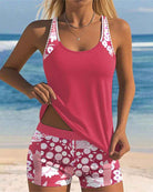 Colette | Schlanker Tanktop-Badeanzug mit einem bedruckten Boxer-Set