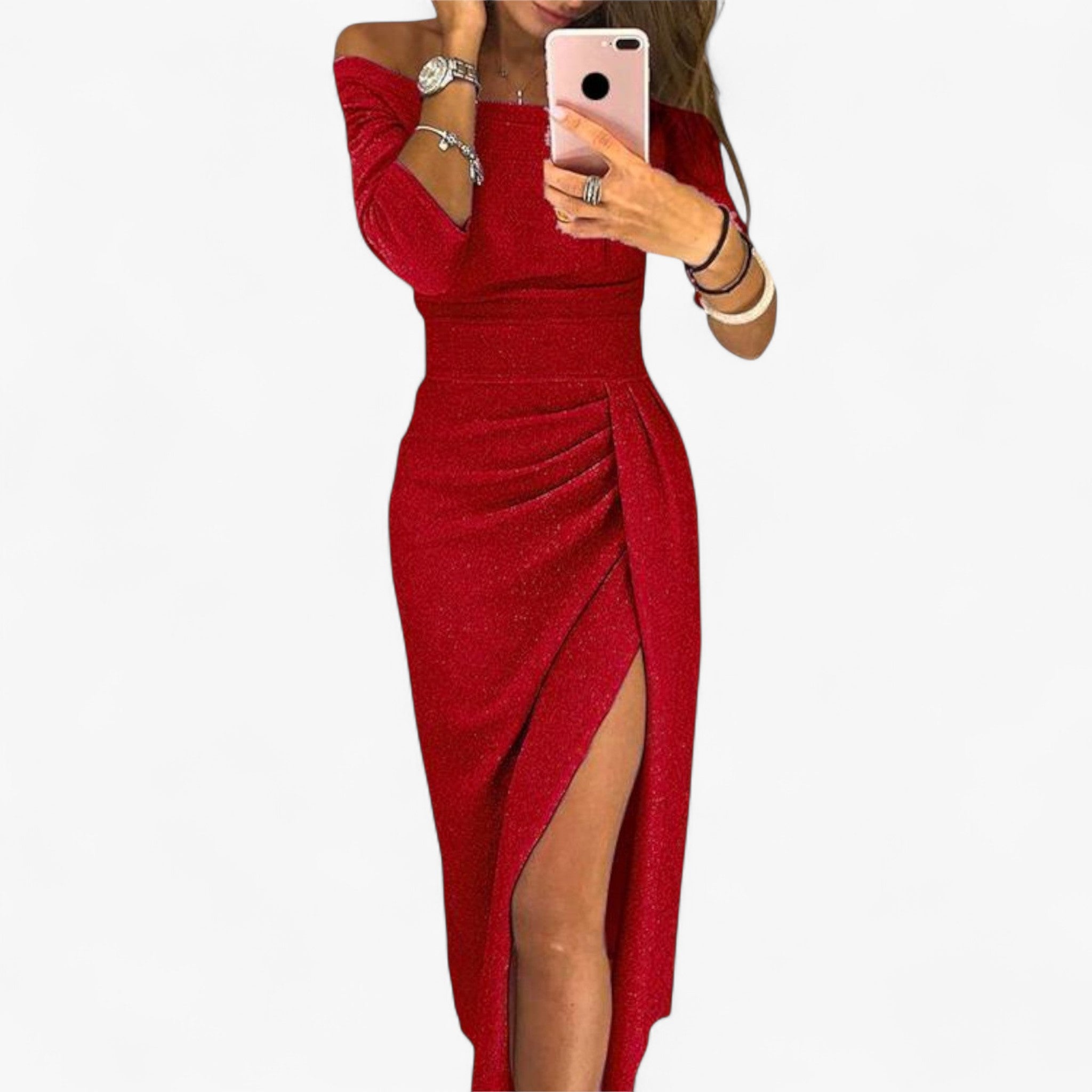 Glamorous Off-Shoulder Dress for a Timeless, Elegant Look