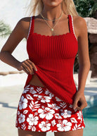 Tankini-Set mit Magnolienblatt-Print
