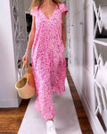 Women's Glaiza V-Neck Maxi Dress - Elegant, Flattering Floor-Length