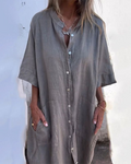 Women's Elsie’s Button-Front Long-Sleeve Midi Dress
