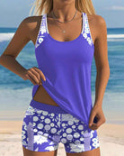 Colette | Schlanker Tanktop-Badeanzug mit einem bedruckten Boxer-Set