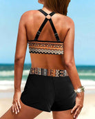 Maryan Geometrisches Muster Hochbund-Bikini mit elastischem Bund