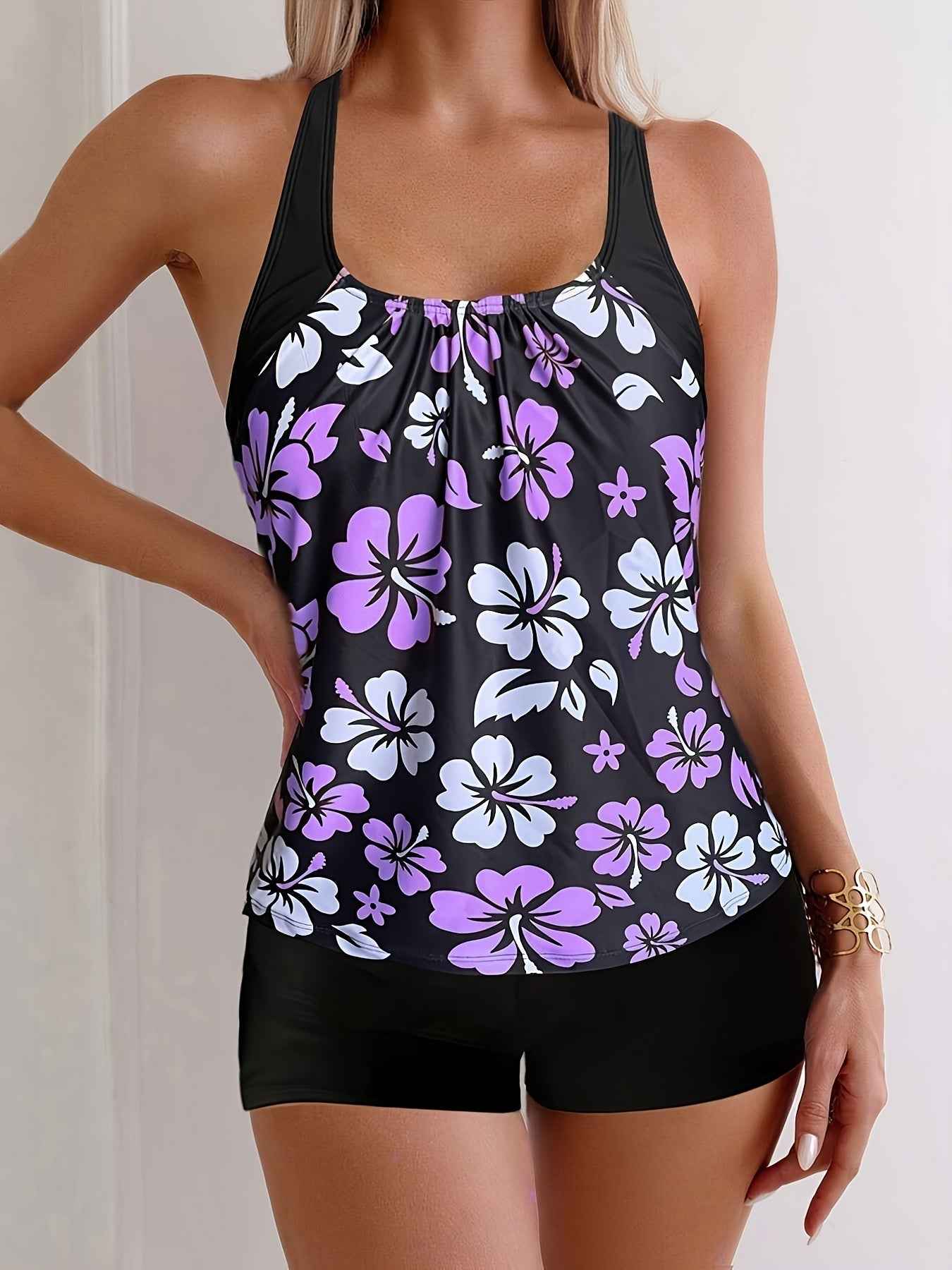 Elena Tankini-Set mit Blumenmuster – Lebhafte, schmeichelhafte Strandbademode