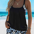 Women's Isabella Tankini Set with Blue Floral Pattern – Elegant