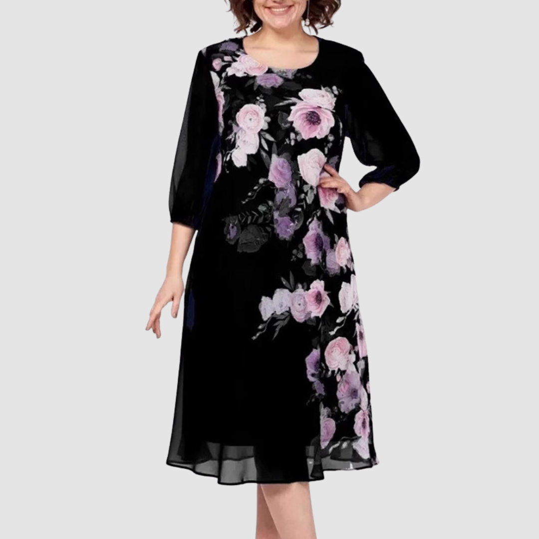 Allison Floral Elegance Dress Red | Cow Clothing