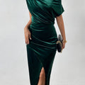 Women's Timeless Velvet Midi Dress with Relaxed Fit