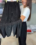 Women's Glamorous High-Waisted Shiny Wide-Leg Pants