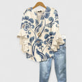 Celeste™ | Flowing Ruffle-Sleeve Blouse in Artisan Prints