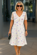 Women's Effortless Comfort Midi Dress with Delicate Lace Details