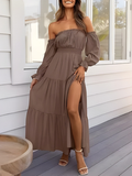 Women's Boho Off-Shoulder Maxi Dress – Effortless, Flowing Bohemian