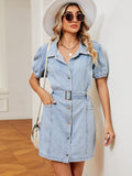 Women's Sophia Belted Denim Midi Dress - Effortlessly Chic Everyday