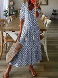 Women's Boho Vintage V-Neck Summer Dress, Flowy & Effortlessly Chic