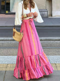 Women's Chic Printed Drawstring Ruffle Skirt