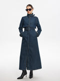 Vivara Belted Long Denim Coat – Timeless Style and Flattering Fit