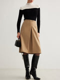Women's Pleated Skirt with Magnetic Closure Pockets