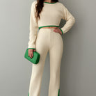 Hannah | 2-delt ribbet loungesæt med kontrastdetaljer - - women's fashion - {{ product_tags }