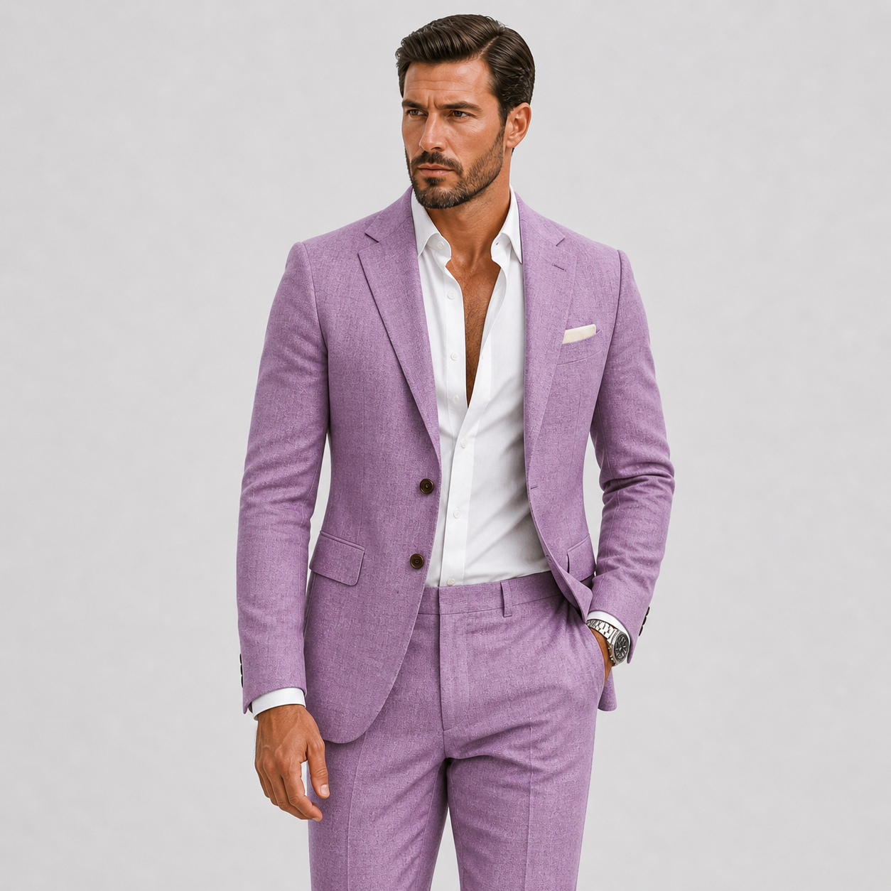 Herre Linnedjakkesæt Slim-Fit - Sommerlig Elegance - - Suits - {{ product_tags }