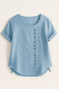 Ladies' Linen Button-Front Blouse - Lightweight, Breathable and Elegant