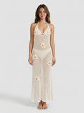 Mitchy | Elegant Floral Crochet Maxi Dress
