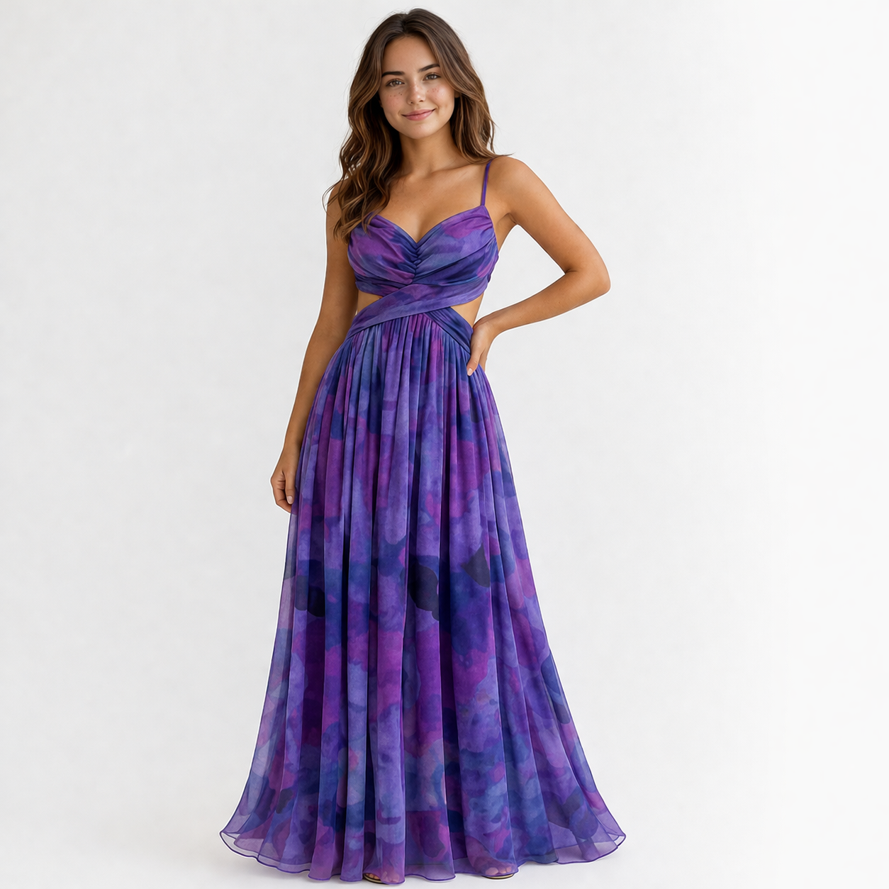 Floral Print Strappy Maxi Dress