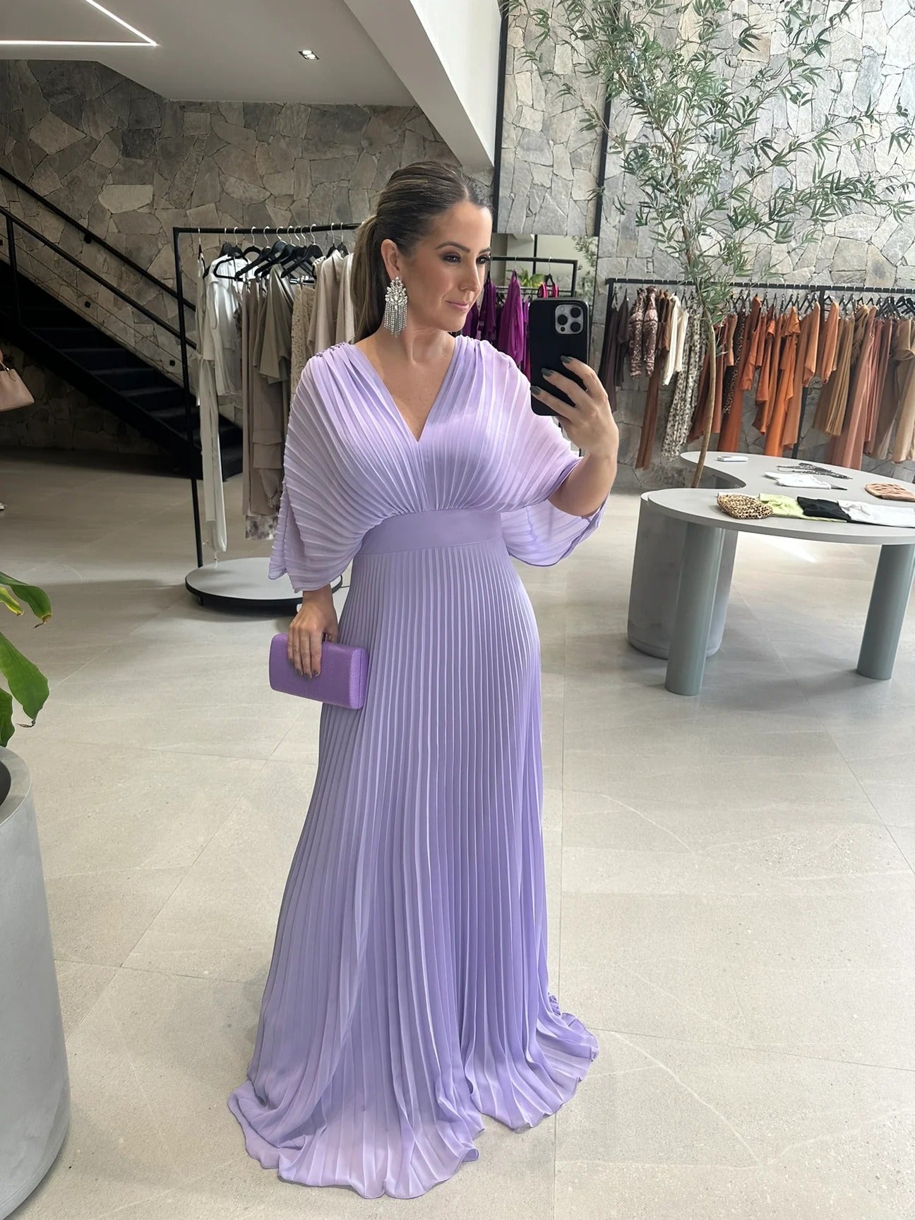 Bold, Vibrant Pleated Maxi Dress