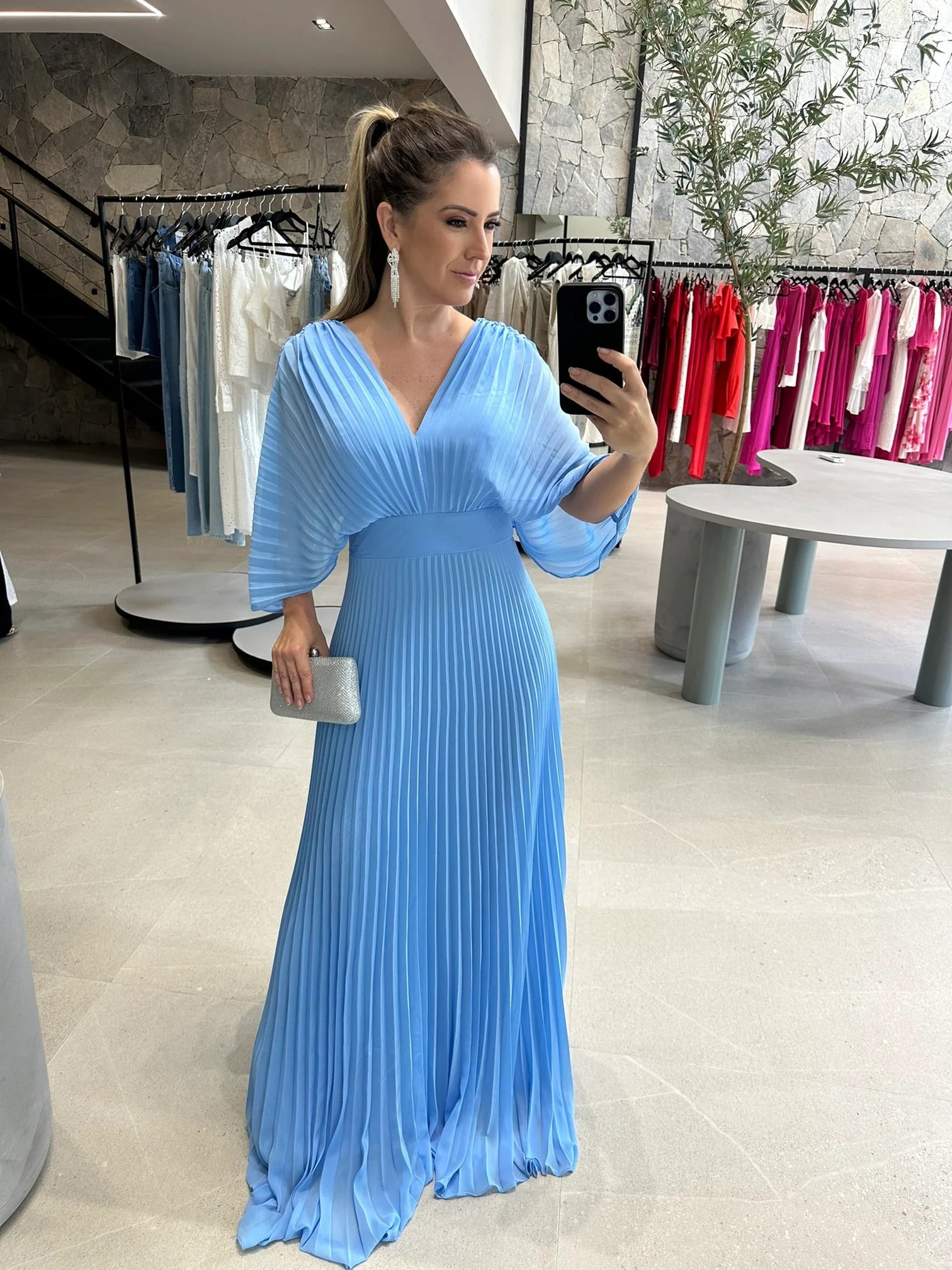 Bold, Vibrant Pleated Maxi Dress