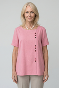 Elegant Women's Linen Blouse with Button-Front Closure