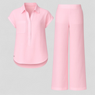 Ismeralda | Kvinders Elegant Linned Sæt til Sommer - Rosa - Tøj sæt - {{ product_tags }