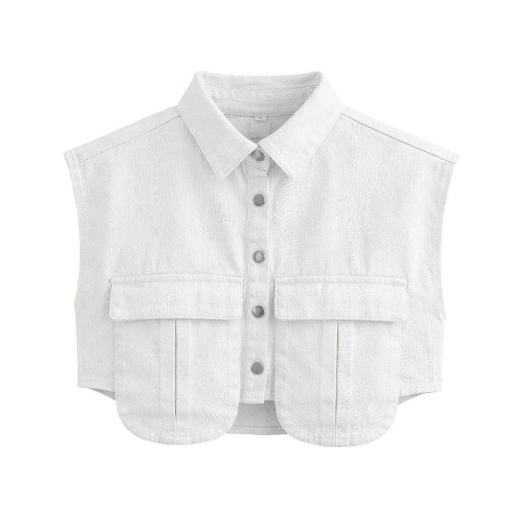 Lira Denim Pocket Vest with Turn-Down Collar