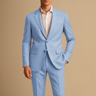 Abito Slim Fit da Uomo Leggero Due Pezzi per Matrimoni ed Eventi Formali - Azzurro - abito uomo business suit completo slim fit due formal suit lightweight suit men's tailored suit single-breasted blazer slim fit suit spring summer suit tailored trousers two-piece suit wedding suit - Concept Palermo