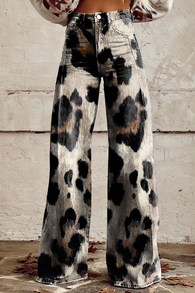 Bold Leopard Print Jeans – Statement-Making Denim