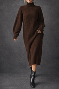 Olive | High Neck Textured Elegant Dress