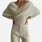 Leila | Moderne ribstrikket jumpsuit - Beige - women's fashion - {{ product_tags }