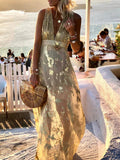 Women's Stunning Floral Maxi Dress with Elegant Silhouette