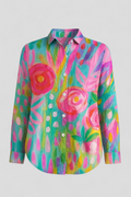 Women's Blouse with a Unique, Colorful Print