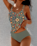 Women's Elegant Swimsuit with Two Wearing Options and Tie Trim