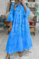 Bohemian Embroidered Cotton Maxi Dress - Lightweight, Flowy & Effortlessly Chic