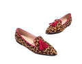 Women's Elegant Pointed-Toe Loafers with Red Tassels
