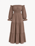 Women's Boho Off-Shoulder Maxi Dress – Effortless, Flowing Bohemian
