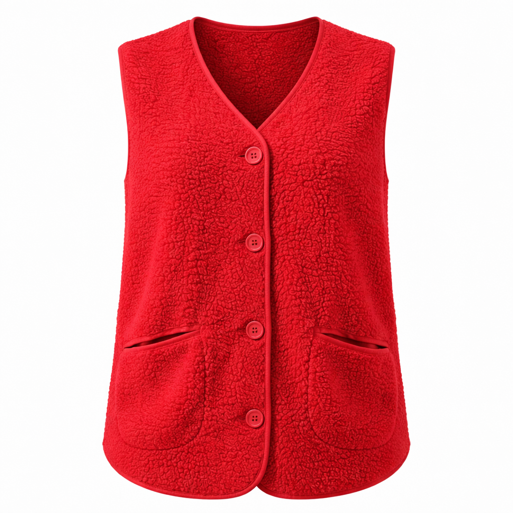 Women's Cozy Autumn Button-Down Vest, Short & Warm