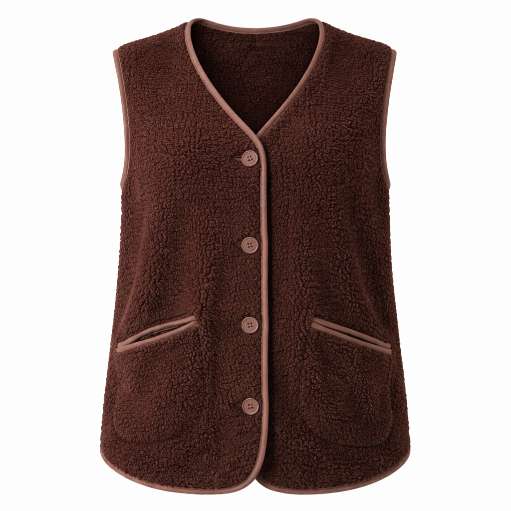 Women's Cozy Autumn Button-Down Vest, Short & Warm