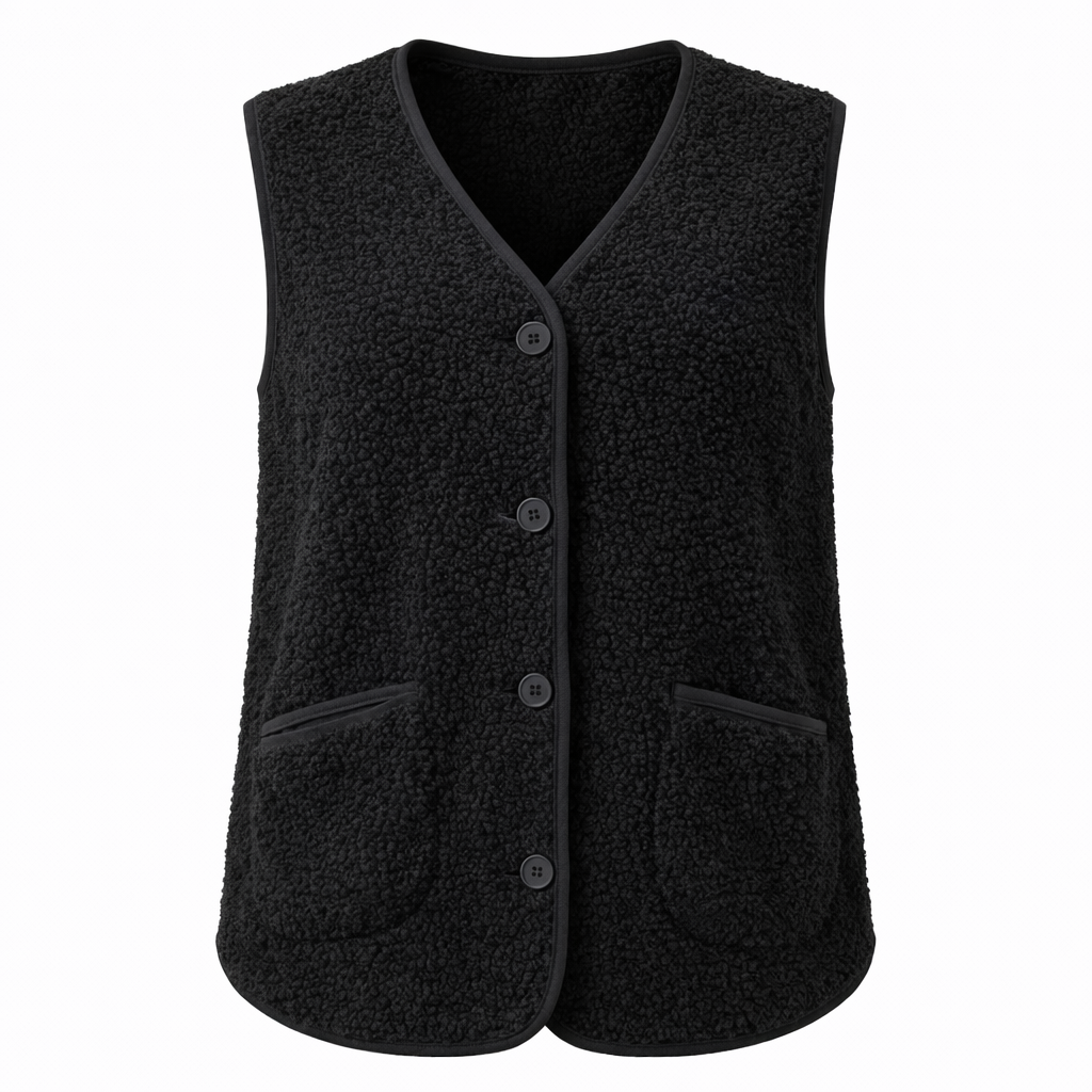 Women's Cozy Autumn Button-Down Vest, Short & Warm