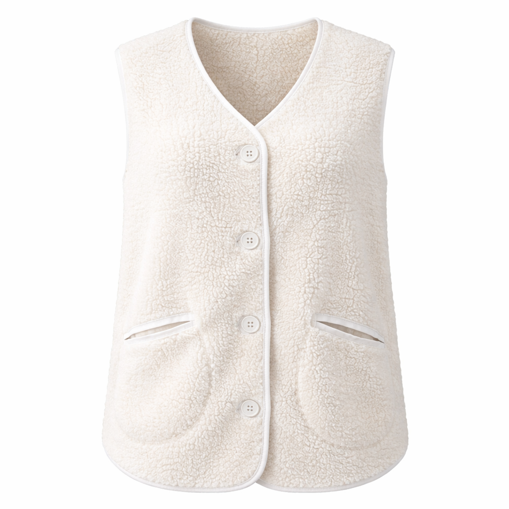 Women's Cozy Autumn Button-Down Vest, Short & Warm